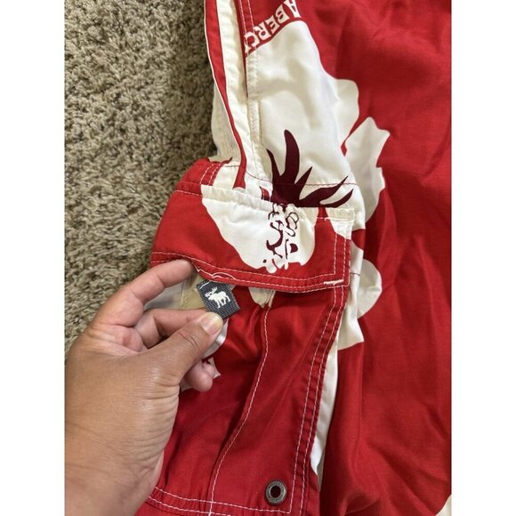 ABERCROMBIE FITCH Red Tuggers Board Shorts Cargo Swim Trunks Vtg Y2k 90’s LARGE - Picture 5 of 12